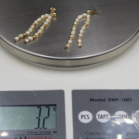 14k Pearl Station Bracelet and 14K Pearl Earrings Set - Picture 8 of 9